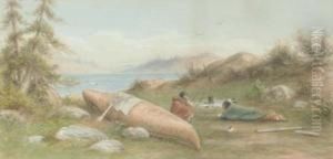 Indian Encampment On The Shore Of A Lake