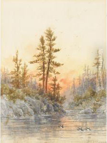 River At Sunset - view 1