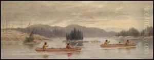 Indians Traveling By Canoe by Frederick Arthur Verner