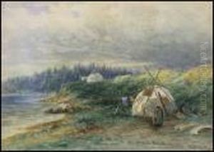 Indians Around A Wigwam by Frederick Arthur Verner