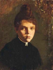 La ragazza girl in a black dress by Giacomo Favretto