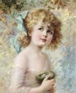 Young Girl Holding A Nest by Emile Vernon