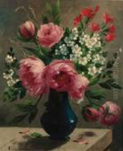 Summer Flowers In A Blue Vase - view 1
