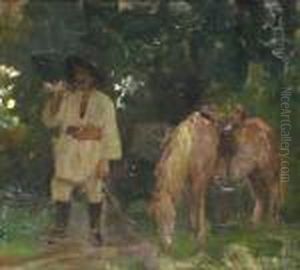 Peasant With Horse by Arthur Verona