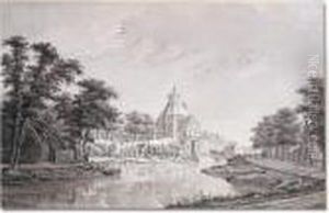 A View Of The Witte Vrowen Poort, Utrecht by Theodor (Dirk) Verrijk
