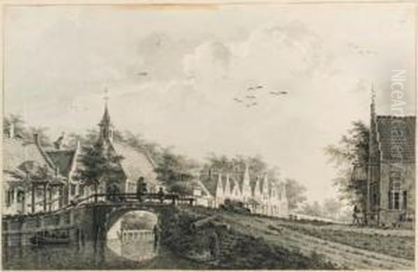 A View Of A Village Along A
Canal, A Church To The Left, A Tavernto The Right, Said To Be The
Village Of De Meern, Nearutrecht - view 1