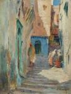 Ruelle Animee Dans La Kasbah by Edouard Verschaffelt