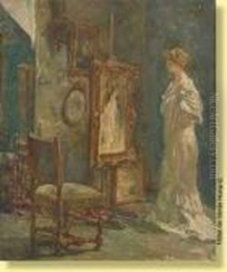 Le Modele Et Son Portrait by Edouard Verschaffelt