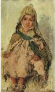 Enfant Au Foulard Bleu by Edouard Verschaffelt