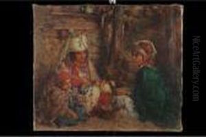 Femmes Et Enfants Berberes by Edouard Verschaffelt