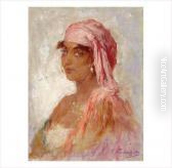 Femme Orientale Au Turban Rose - view 1