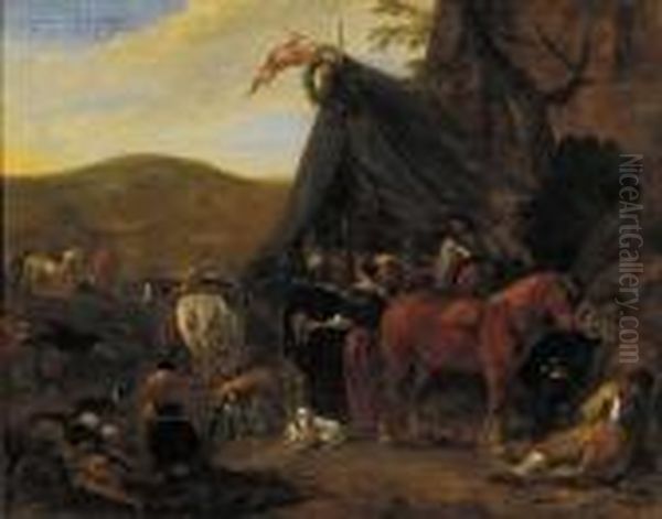 Cavalrymen At A Booth - view 1