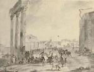 A Horse Fair In The Campo Vaccino, Rome