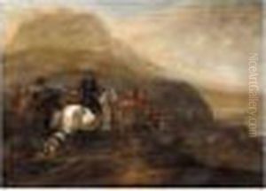 A Cavalry Engagement Before A Hill