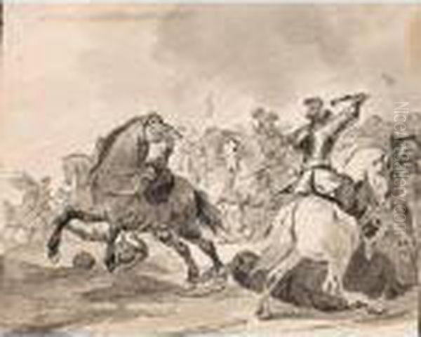 A Battle Scene With Horseman - view 1