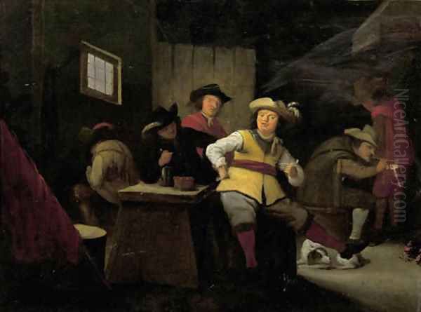 Officers smoking in a guardroom - view 1