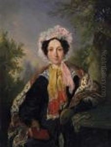 Portrait Of Mevrouw G. Verschuur, Born Pailleret. Oil On Cardboard. 39,5 X 30cm. Framed.