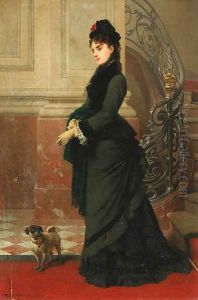 Preparing for an afternoon stroll by Antoine-Jean-Etienne Faivre