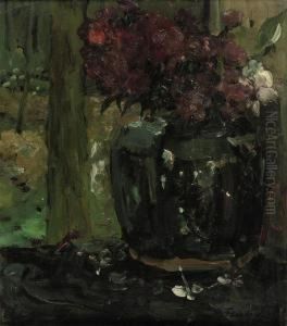 Ginger Jar With Climbing Rosesand Phloxes