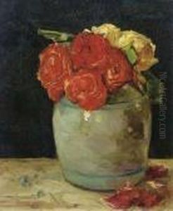 Gemberpot Met Rozen: Roses In A Clay Pot by Floris Verster