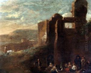 Figures Resting Beside Ruins