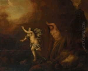 Satyr Die Nymphe Amymone Verfolgend.