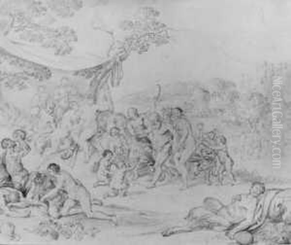 Der Triumph Des Bacchus Zwischen Silenen, Manaden, Bacchanten Und Satyrn. - view 1