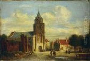 Niederlandische Dorfansicht. by Salomon Leonardus Verveer