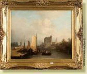 Paysage Hollandais Anime by Salomon Leonardus Verveer