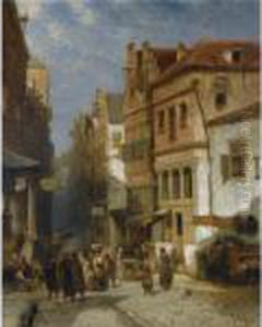 The Jewish Quarter, Possibly Amsterdam by Salomon Leonardus Verveer