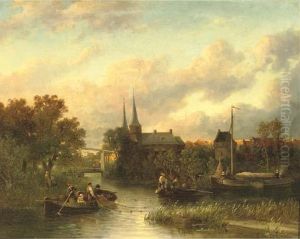 Fishing By A Riverside Town
