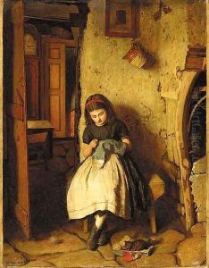 Mending father's socks by William Baater Collier Fyfe