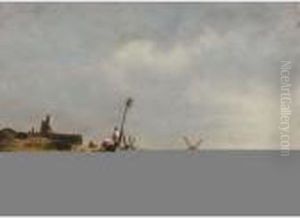Fisherwomen In The Dunes, Scheveningen by Salomon Leonardus Verveer