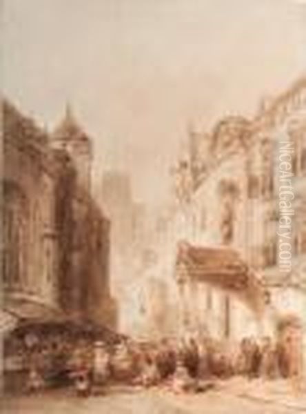 Street Scene In A French Town - view 1