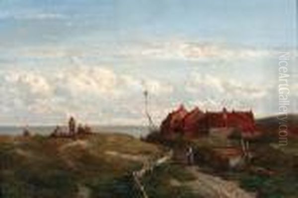 A Coastal Fishing Village With Figures On A Dune Looking Out Atsea - view 1