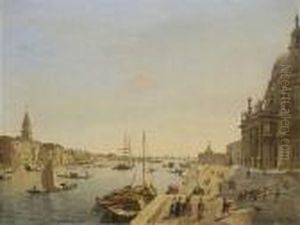 Venedig - Blick Von Dorsoduro Auf Die Einfahrt In Den Canal Grande Und Den Bacino.
