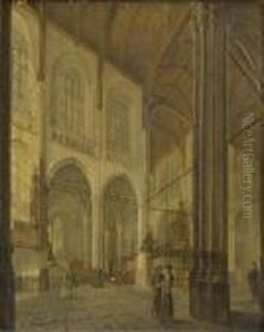 Interno Di Basilica Gotica Con Figure
