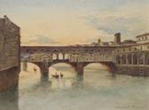 Vue Du Ponte Vecchio A Florence by Frans Vervloet