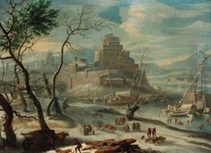 A view of an Italian walled town in winter, thought to be Verona