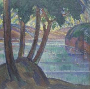 Alberi Sul Lago by Ludolf Henric Verworner