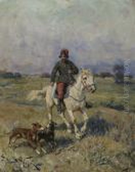 Rider With Two Dogs. - view 1
