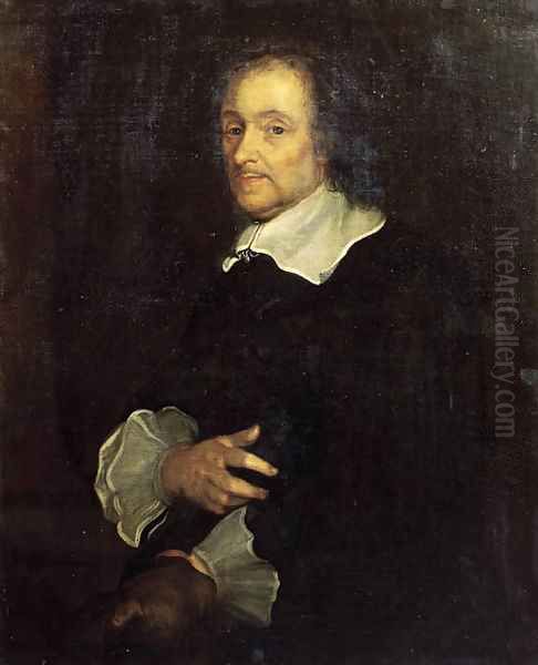 Portrait of a gentleman, half-length, wearing black costume with lace collar and cuffs - view 1