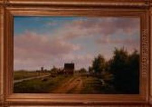 Paysage A La Chaumiere Et Aumoulin