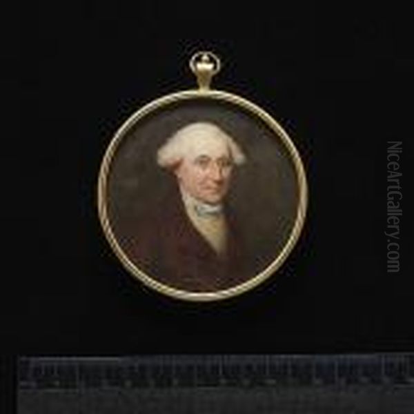 A Gentleman, Wearing Brown Coat,
 Pale Yellow Waistcoat, Tied White Stock And Powdered Wig. - view 1