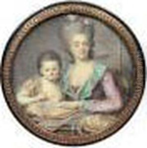 Portrait De Femme Et De Sa Fille by Antoine Vestier