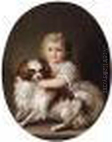 Portrait Of A Young Girl With A Spaniel - view 1