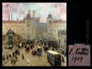 Der Stachus In Munchen by Charles Guy Vetter