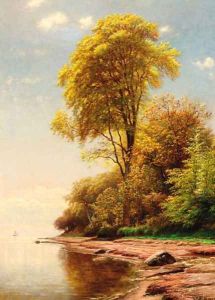 A wooded coastal landscape by Andreas Fritz
