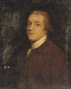 Portrait of a gentleman, bust-length, in a brown coat by Thomas Frye
