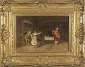 Bobadil, Columbine And Pantalone Interior Setting. by Jehan Georges Vibert